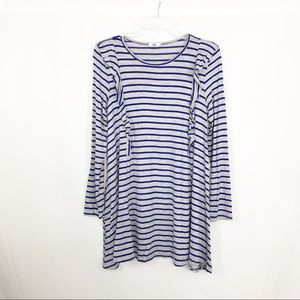 NEW Egs Long Sleeve Tunic Top with Pockets, Size Medium, Blue Gray